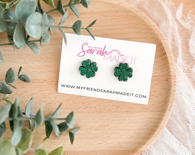 Glitter Shamrock Stud Earrings