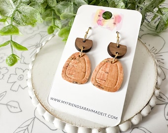 Cork & Wood Geometric Dangles