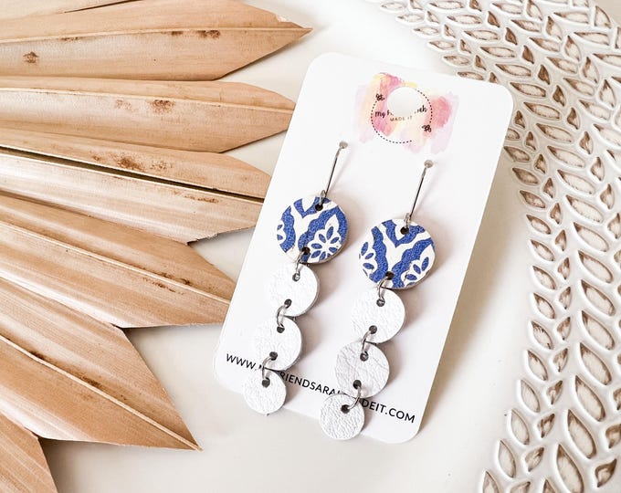 Blue Tile Drop Earrings