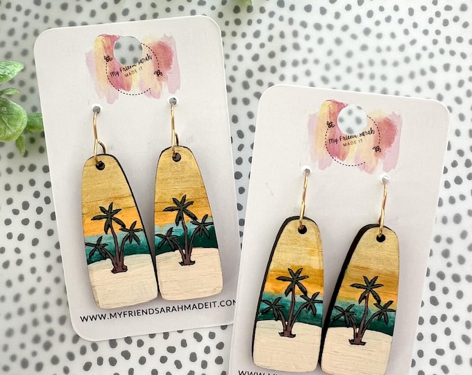 Golden Hour Palm Tree Beachy Earrings