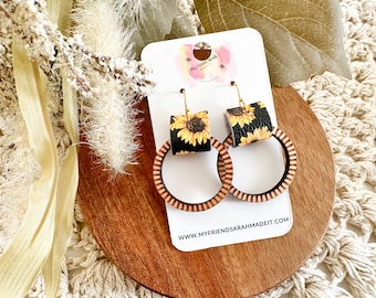 Sunflower Hoop Earrings