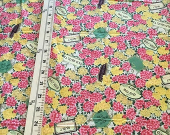 Love to Quilt Cotton Fabric - Pink & Yellow flowers