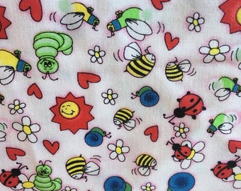 Cute as a Bug - Cotton Fabric by Beth Wheeler for Allyn Fabrics on white background - 2/3 yard