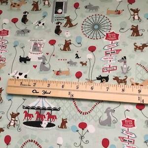 Cute Circus Animals - Cotton Fabric on Mint Green Background - by the 1/2 yard