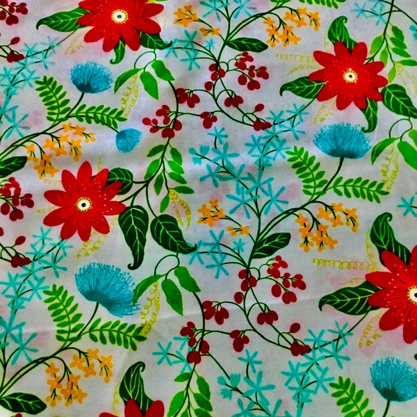 Timeless Treasures - Large floral pattern on Aqua - Cotton Fabric -Pat#5169 - 1/2 yd
