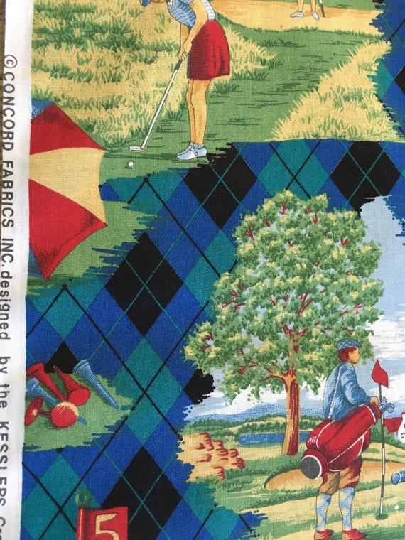 Cotton Fabric Benartex On the Green 637B 44 Green Tee Time