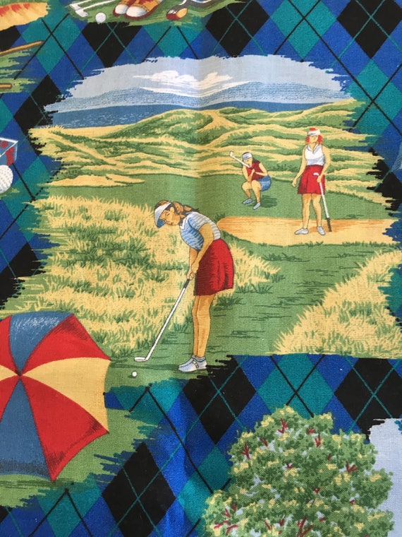 Cotton Fabric Benartex On the Green 637B 44 Green Tee Time