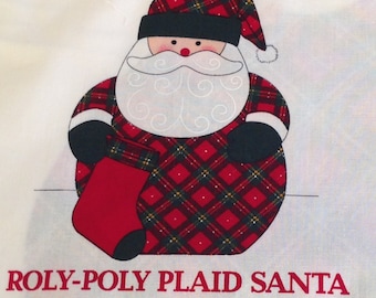 VIP Cranston - Roly Poly Plaid Santa - Cotton fabric panel - New