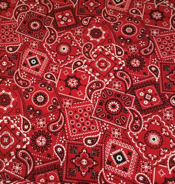 Waverly  Inspirations - RED BANDANA 100% Cotton Fabric by the 1/2 yard