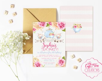 tea party invitation etsy