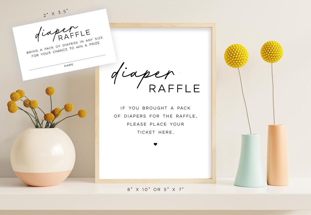 Diaper Raffle Cards & Sign Instant Download Digital - Etsy