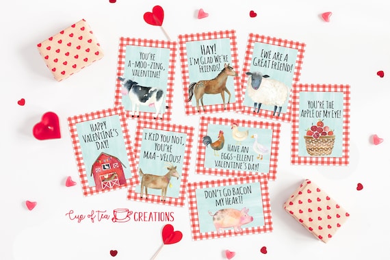 Farm Valentine Cards Farm Valentines Farm Animal Valentines