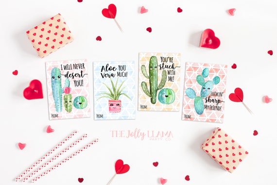 Cactus Valentines Succulent Valentine Classroom Valentines