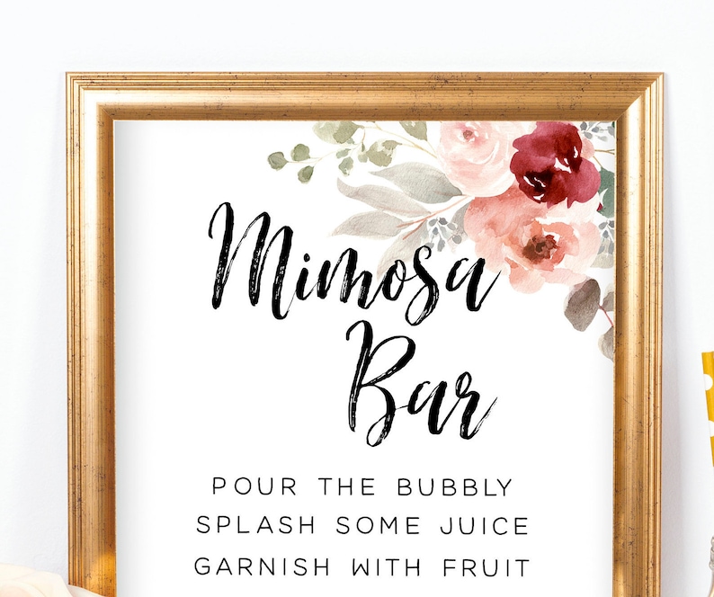 Mimosa Bar Sign Printable Mimosa Bar Sign Bridal Shower Etsy