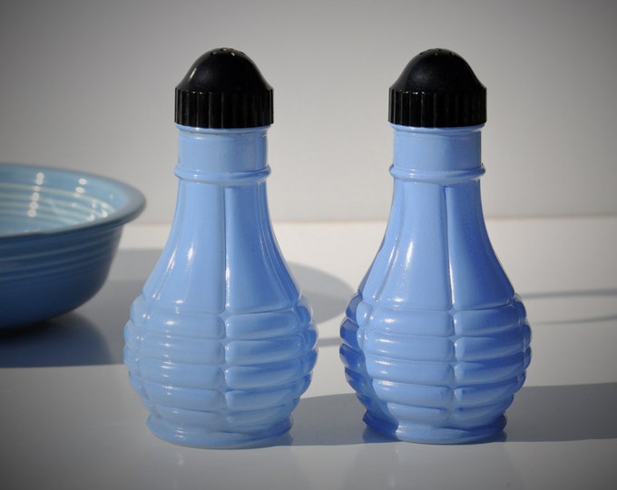 Vintage Fire King Salt Pepper Shaker Set Fired on Delphite Etsy