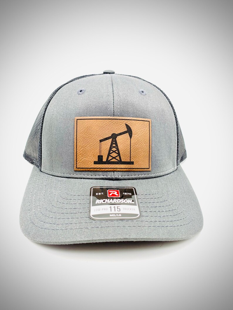 Oil Field Leather Patch Hat Featuring the Oil Derrick and Etsy