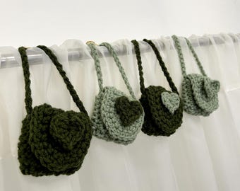 Estuche de crochet - Estuche para auriculares con forma de mini bolso de mano con forma de corazón hecho a mano