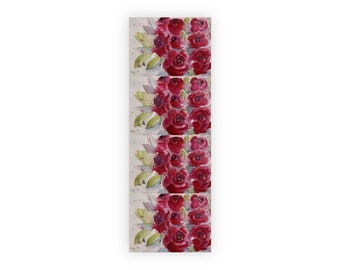 Original Loose Floral Watercolor Painting Red Roses printed Gift Wrapping Paper Rolls, 1pc