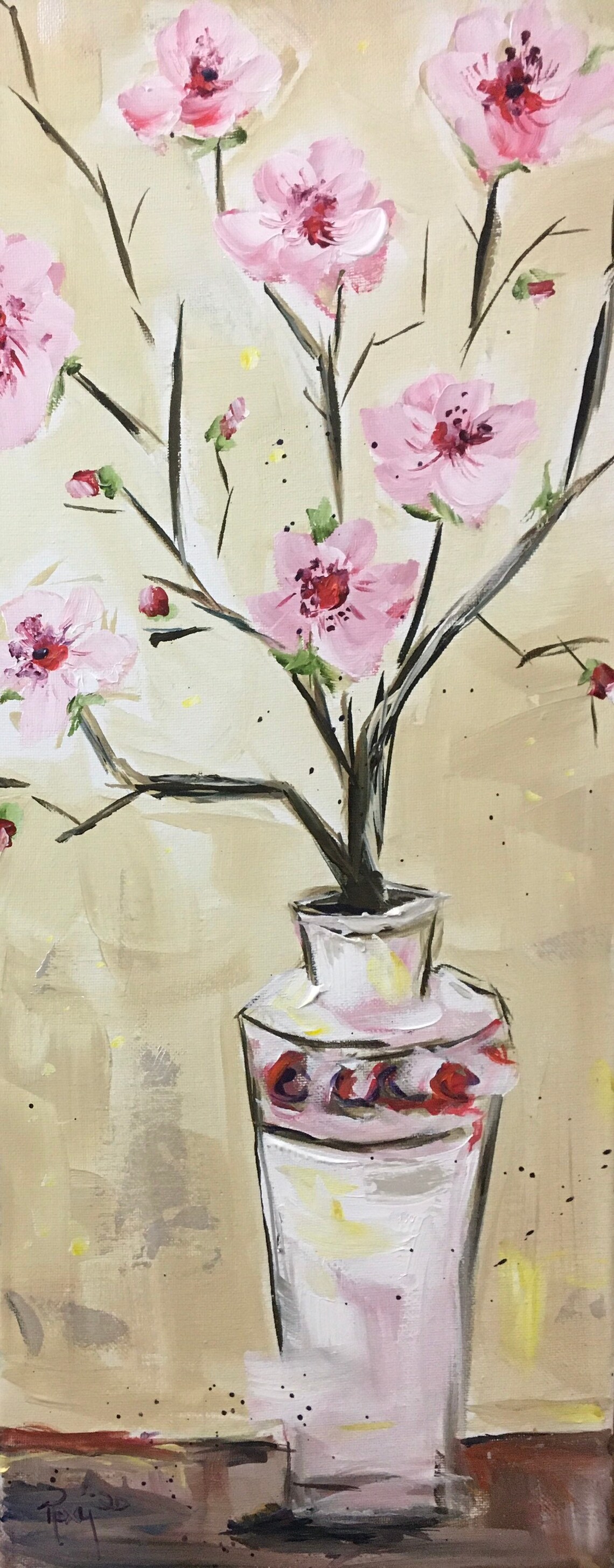 Cherry Blossom Stems in a Vase original Acrylic Painting 8 x Etsy