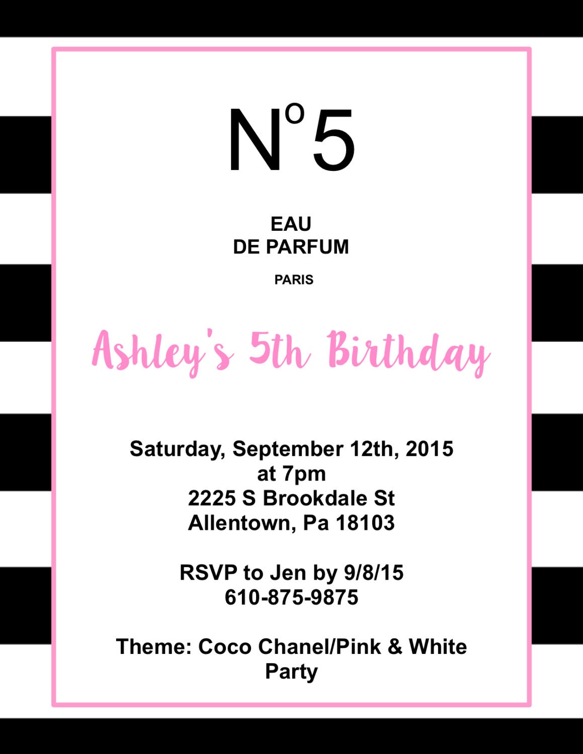 Coco Chanel Inspired Party Invitation Digital
