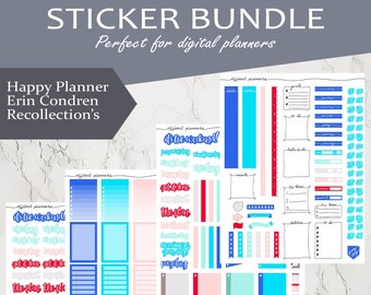 Agenda Stickers July 4th Stars and Stripes Planner Sticker Bundle Kit Happy Planner Erin Condren Bundle. Travelers Notebook