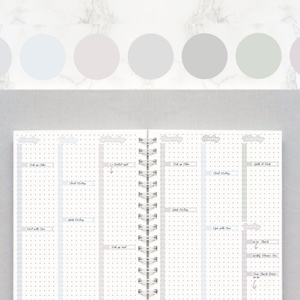 Time Schedule Stickers for 5mm Dot Grid, 1 hour and 30 Minute Interval Schedules, Includes 12 and 24 hour format.