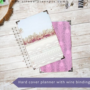 Summer Palm Trees Beach Planner Cover Custom Month and weekly planner with Dot Grid Journal Pages and Goals Planner