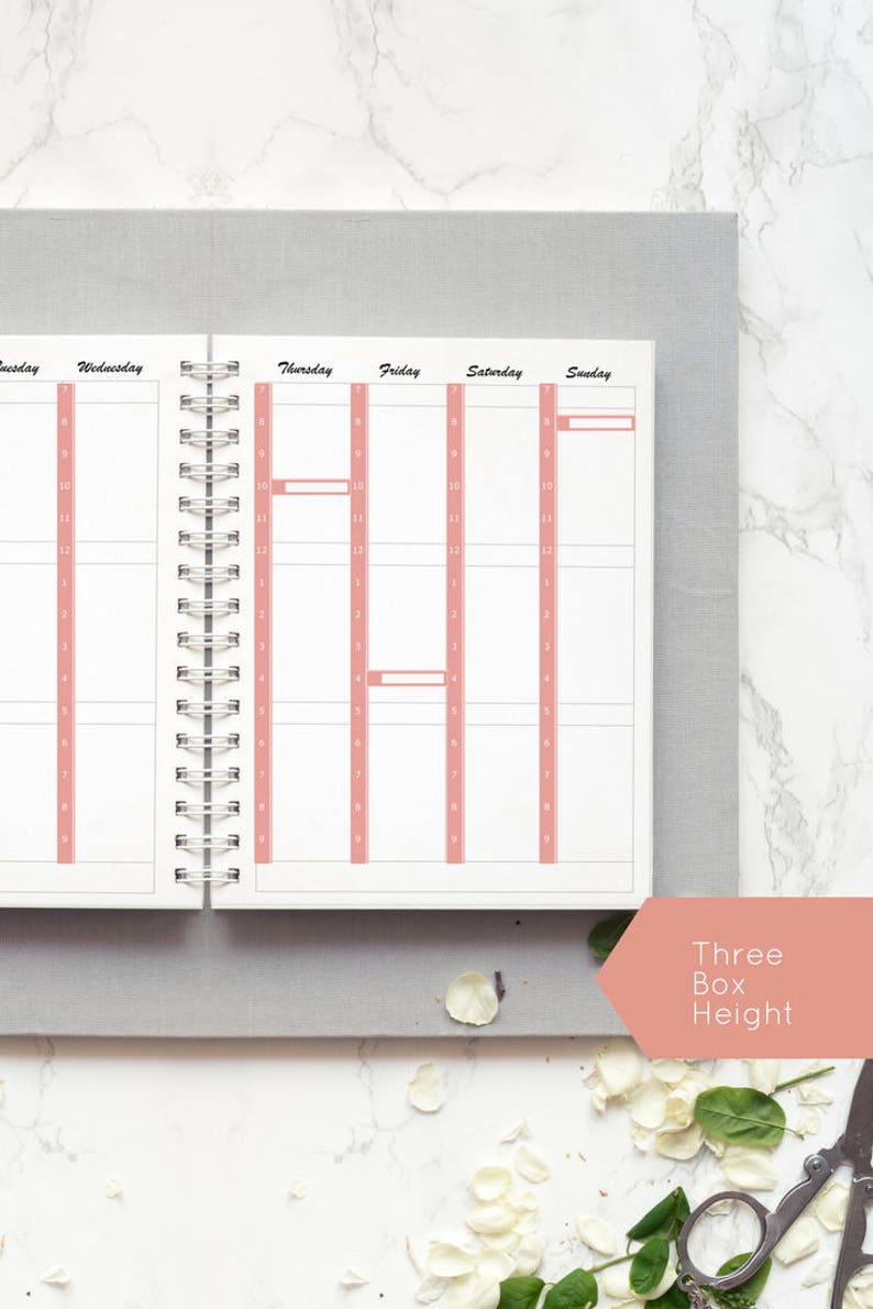 Hourly Stickers, Time Schedule for your Vertical Happy Planner. Blush Pink and Grey. Eight Time Schedules Available. image 5