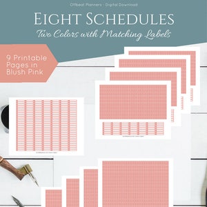 Hourly Stickers, Time Schedule for your Vertical Happy Planner. Blush Pink and Grey. Eight Time Schedules Available. image 4