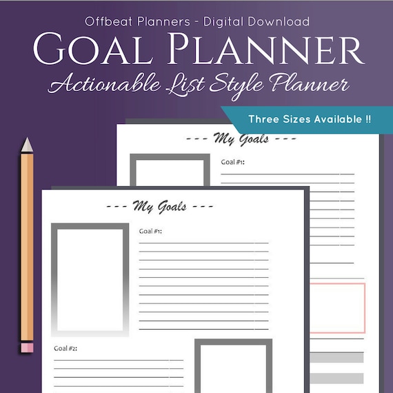 goal setting planner weekly monthly or yearly goal tracking etsy