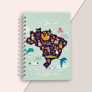 BRAZIL TRAVEL ART, Travel Journal, Adventure Journal, Vacation Journal, Travel gift, Travel Notebook, Vacation Planner, Travel Map, Event Brazil