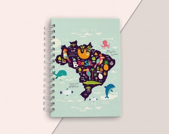 BRAZIL TRAVEL ART, Travel Journal, Adventure Journal, Vacation Journal, Travel gift, Travel Notebook, Vacation Planner, Travel Map, Event