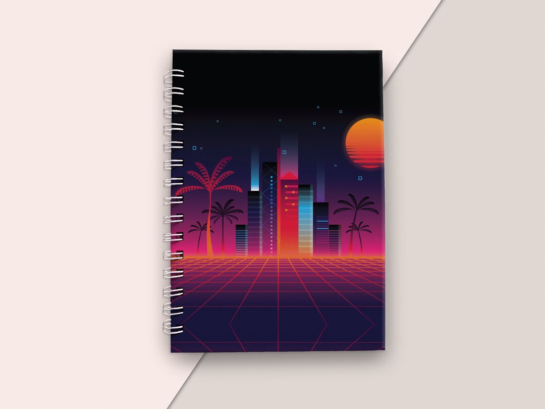 80s Retro Hardcover Journal: Lined or Dot Grid, Handmade Diary Notebook ...