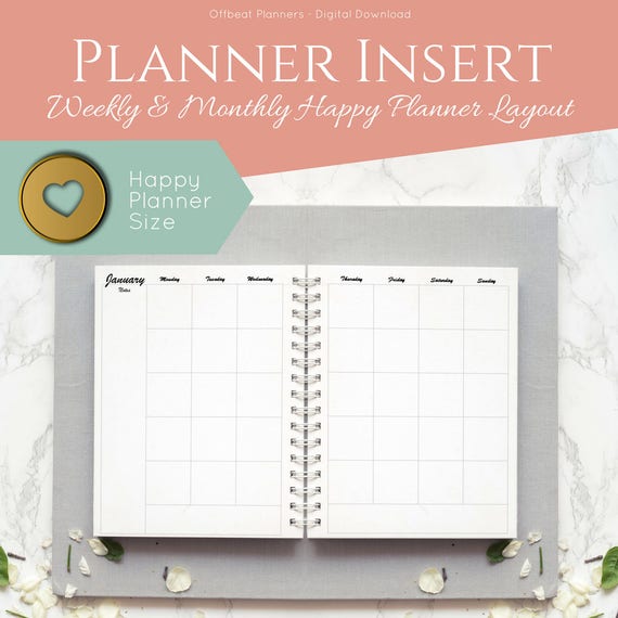 Week and Month Box Style and Hourly Layout Happy Planner - Etsy