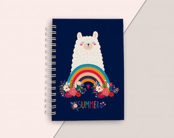 Llama Spiral Notebook: Dot Grid & Lined Journal