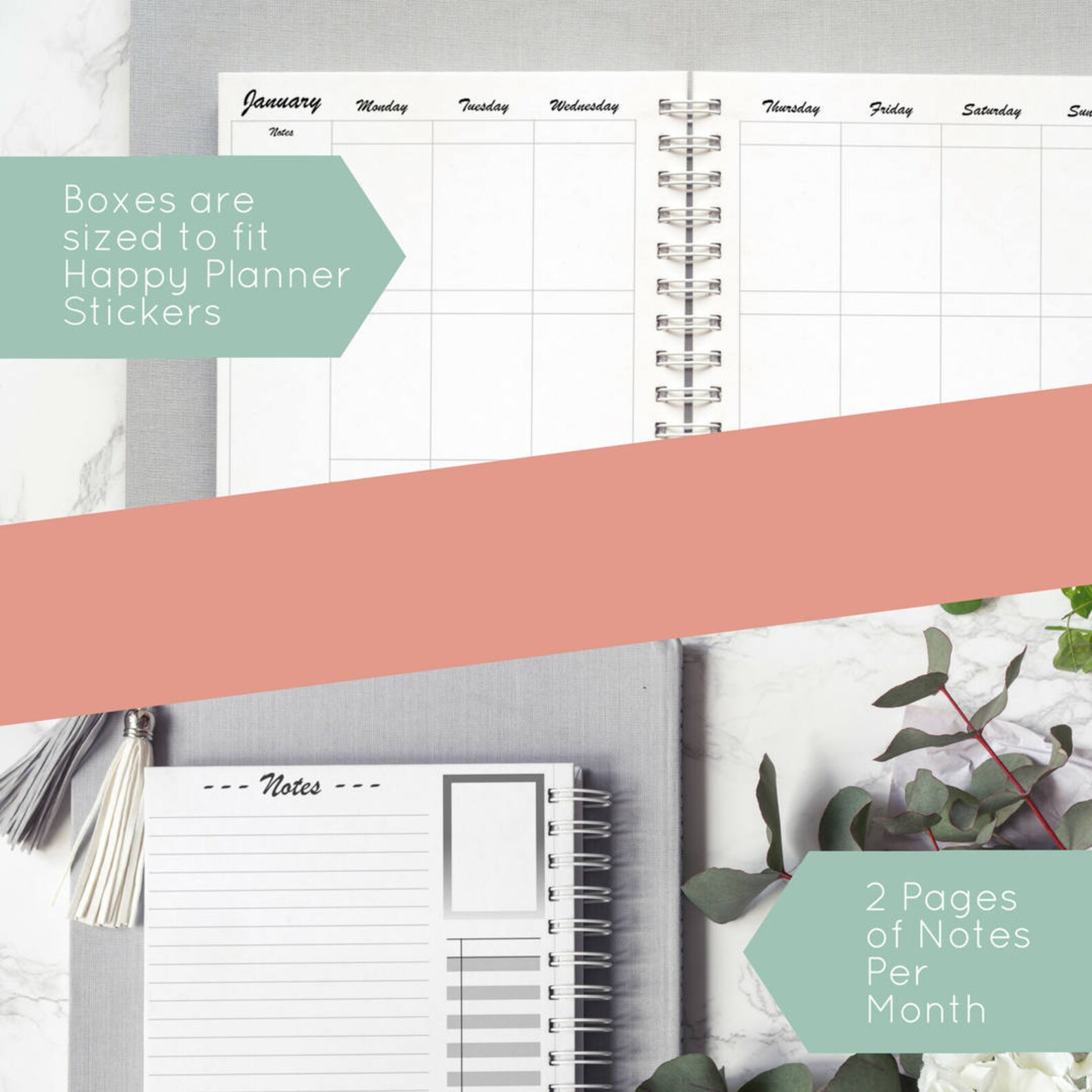 Week and Month Box Style and Hourly Layout Happy Planner - Etsy
