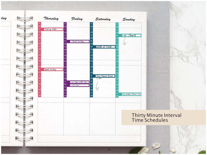 30 Minute Interval Time Schedule Stickers, Appointment Book, for Vertical Planners. Fits BIG & Classic Happy Planner image 3