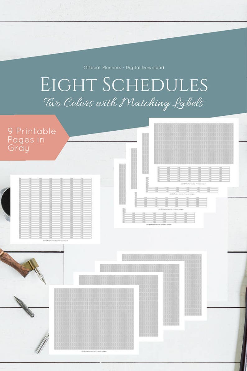 Hourly Stickers, Time Schedule for your Vertical Happy Planner. Blush Pink and Grey. Eight Time Schedules Available. image 3