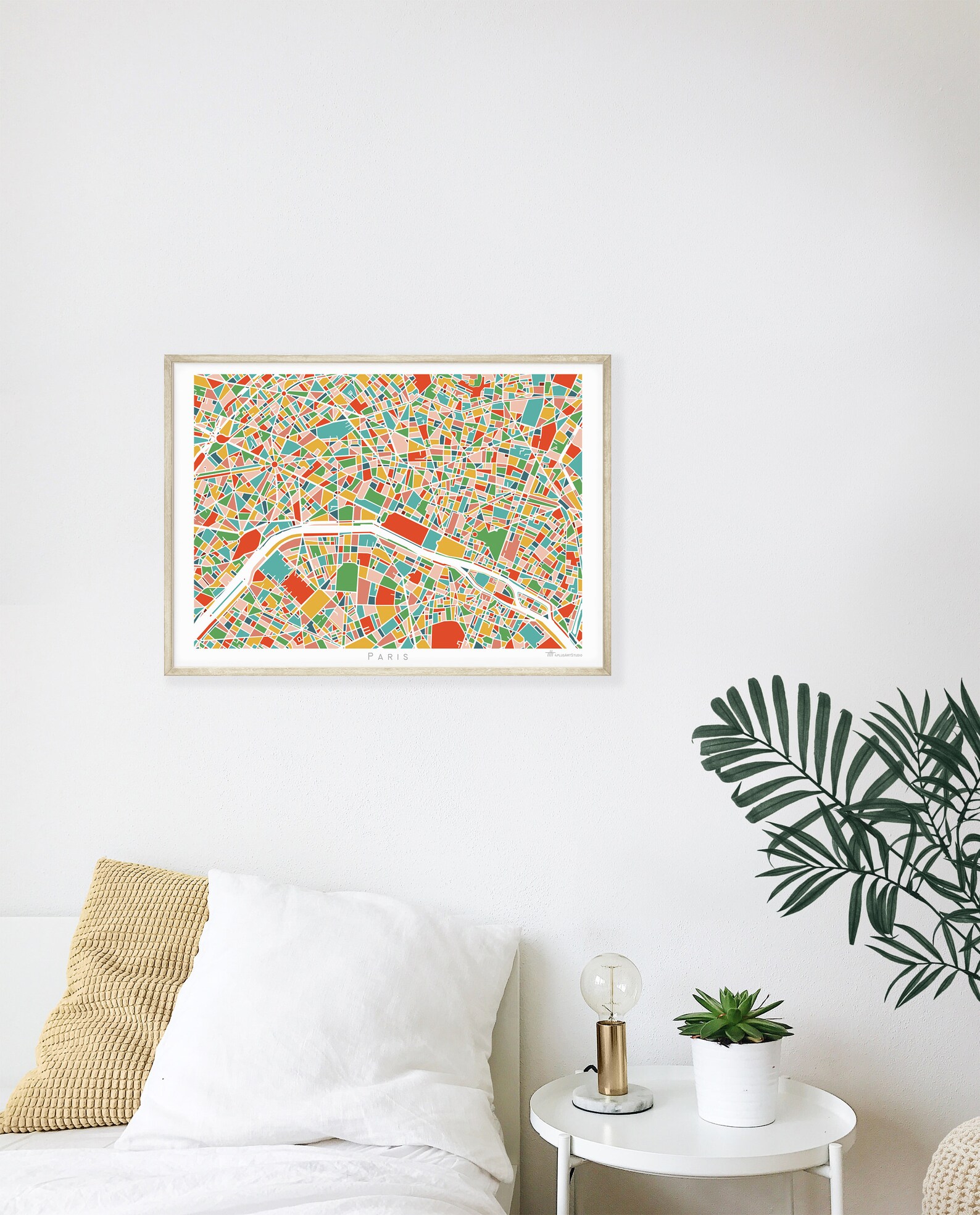 Paris map art print Paris travel poster Paris wall art | Etsy