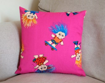 Retro Pink California Troll Cushion Cover