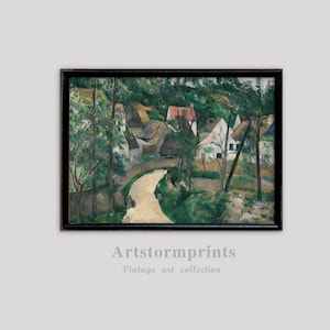 Digital Download Printable Countryside Landscape Wall Art, Rustic Village Path Painting, Nature Home Decor for Living Room