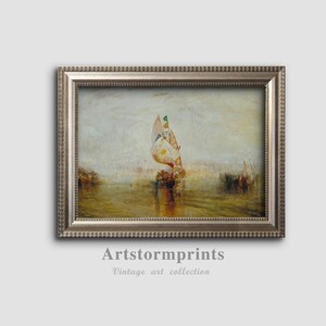 Vintage Boat with Sails Digital Download Printable, Romantic Seascape Wall Art