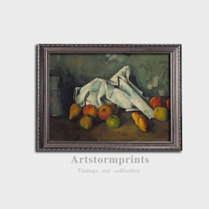 Still Life with Apples and Pears, Rustic Kitchen Wall Art, Vintage Table Scene, digital download printable decor