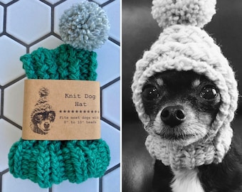 Jade Green Knit Wool Hat for Small Dog - Puppy Hood - Chihuahua Clothes - Warm Winter Dog Beanie - Snood