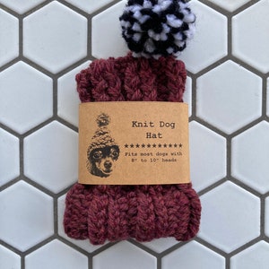 Maroon Knit Wool Hat for Small Dog Puppy Hood Chihuahua Clothes Warm Winter Dog Beanie Snood Red image 6