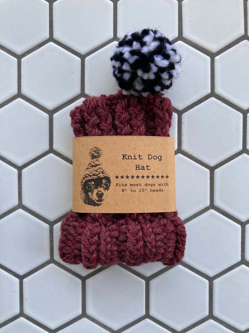 Maroon Knit Wool Hat for Small Dog Puppy Hood Chihuahua Clothes Warm Winter Dog Beanie Snood Red image 6