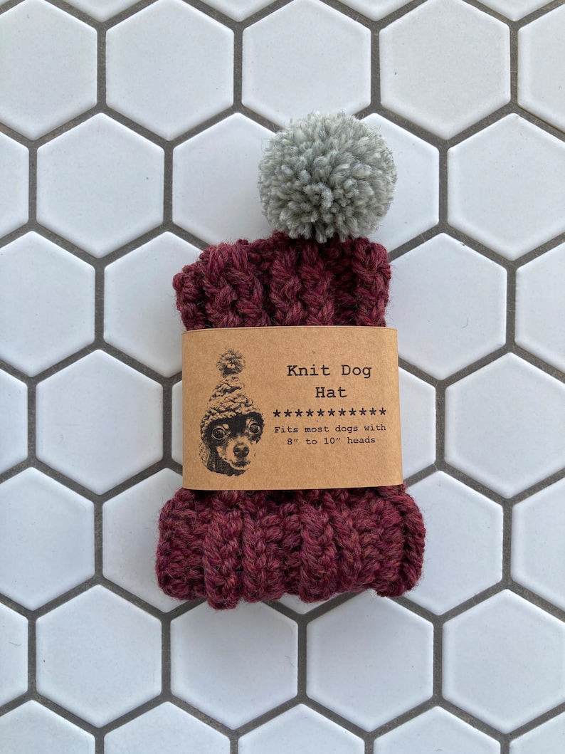 Maroon Knit Wool Hat for Small Dog Puppy Hood Chihuahua Clothes Warm Winter Dog Beanie Snood Red image 7