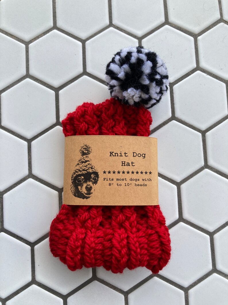 Red Knit Wool Hat for Small Dog Puppy Hood Chihuahua Clothes Warm Winter Dog Beanie Snood image 5