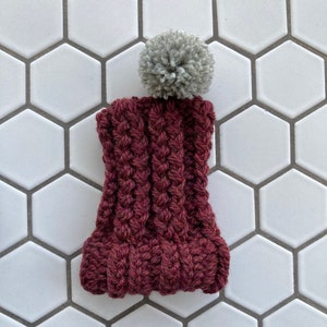 Maroon Knit Wool Hat for Small Dog Puppy Hood Chihuahua Clothes Warm Winter Dog Beanie Snood Red image 4