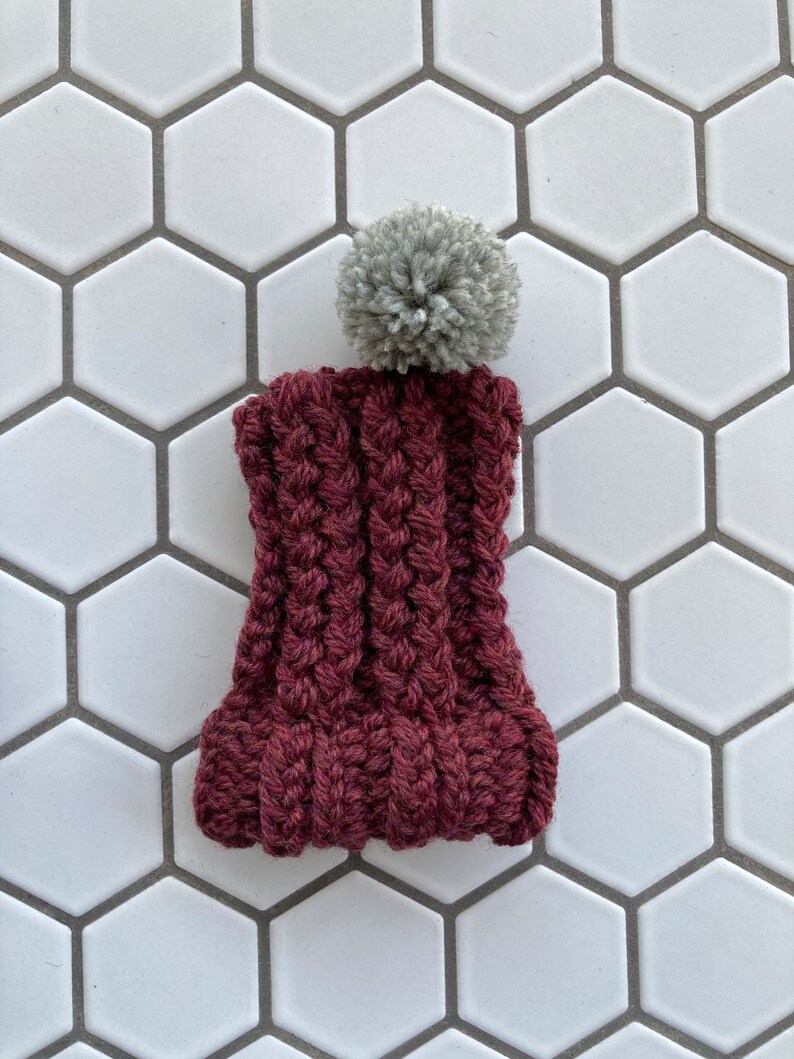 Maroon Knit Wool Hat for Small Dog Puppy Hood Chihuahua Clothes Warm Winter Dog Beanie Snood Red image 4